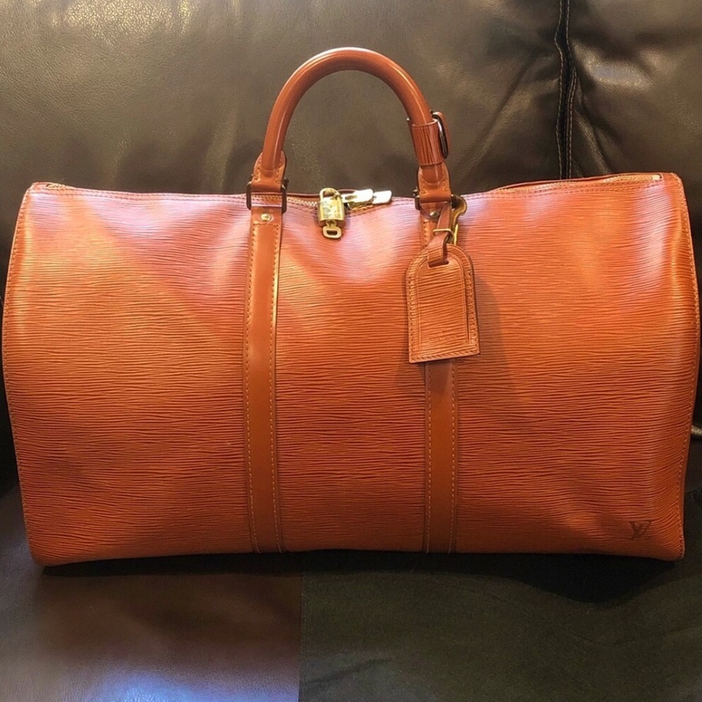 LOUIS VUITTON LV 50 Kenyan Fawn Epi Keepall Boston Travel Weekend Bag VI0970